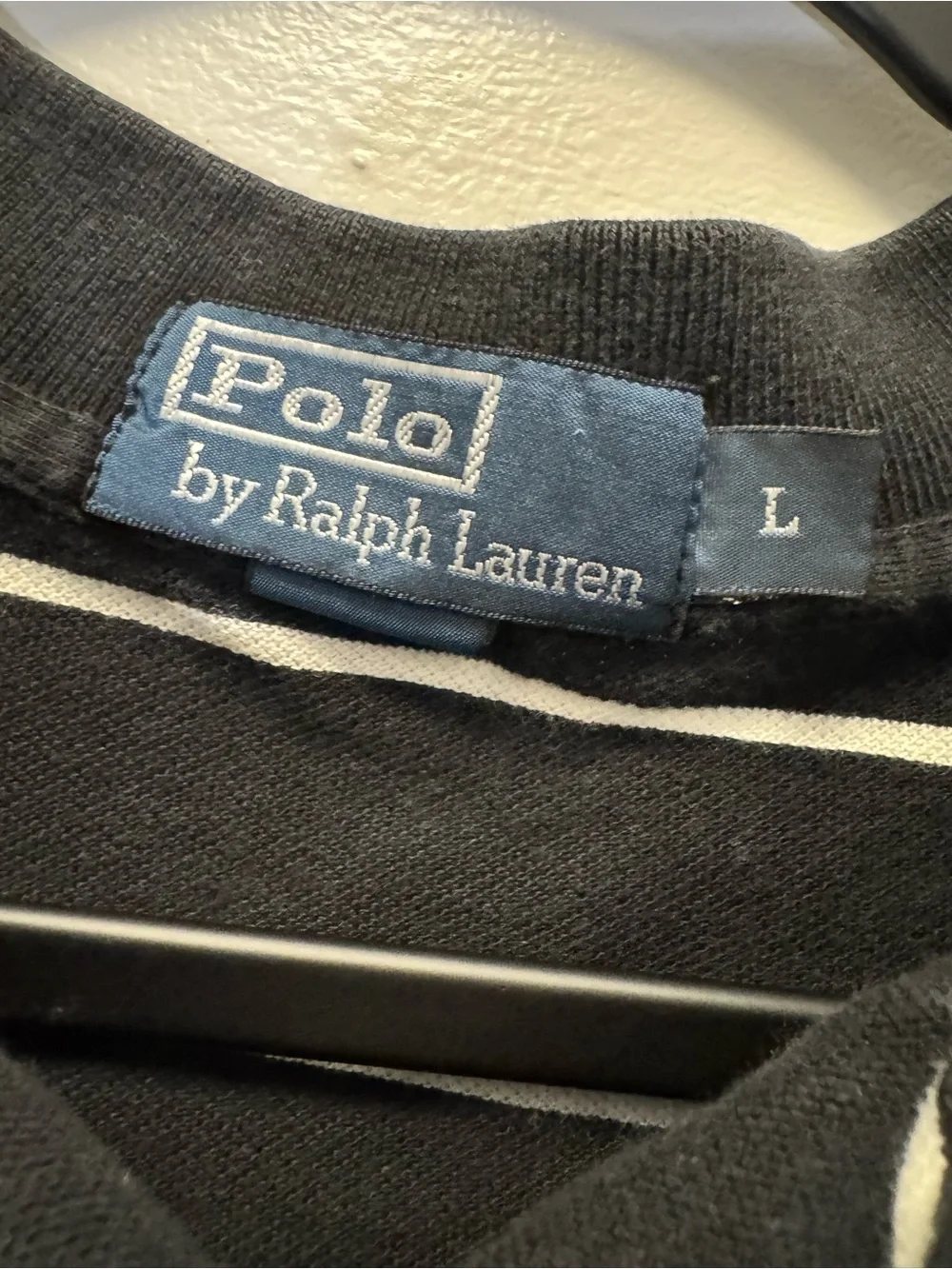 Ralph Lauren Black Polo with White Stripes